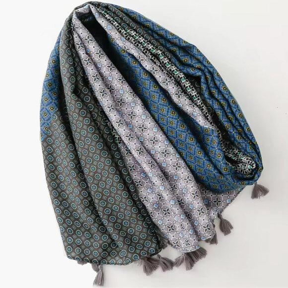 Scarves for Women | Women Summer Festival Scarf Shawls and Wraps Blue Gray Gift - Picture 2 of 4